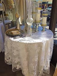 Sale White Embroidered Lace With Silver Sequence Overlaylace Etsy Wedding Tablecloths Lace Table Table Overlays