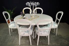 Extendable kitchen & dining room sets : French Style Extending Dining Table And 6 Laura Ashley Upholstered Chairs Painted Vintage Antique Farmhouse Furniture