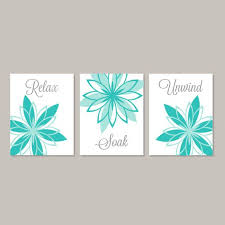 Bathroom Wall Art Teal Gray Bathroom Relax Soak Unwind Etsy Bathroom Wall Decor Art Bathroom Wall Decor Floral Bathroom Decor
