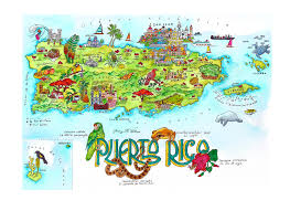 Postal code search by map; Hand Illustrated Map Of Puerto Rico Oc Mapporn