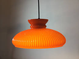 Vintage French 60s Bright Orange Oval Retro Glass Lamp Shade Lampshade Light Pendant Fitting Absolutely Stunning Colour Glass Lamp Shade French Vintage Light