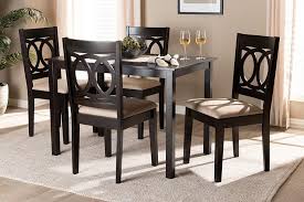 Lenoir Modern And Contemporary Sand Fabric Upholstered Espresso Brown Finished Wood 5 Piece Dining Set In 2020 Contemporary Dining Sets Stylish Outdoor Furniture 5 Piece Dining Set