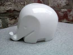 Mid Jahrhundert Vintage Straight 70s Luigi Colani Klassisches Weisses Porzellan Drumbo Elefanten Moneybox Schlussel White Porcelain Elephant Porcelain