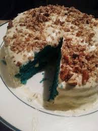 Blue Velvet Cake Creamchrese Frosting Pecans And Shredded Coconut Blue Velvet Cakes Velvet Cake Food