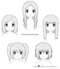 Then, draw the head, neck, and torso with a waistline on top of the stick figure outline. How To Draw Anime And Manga Hair Female Animeoutline