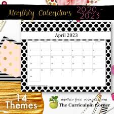 Free Teacher Calendar Pages The Curriculum Corner 123