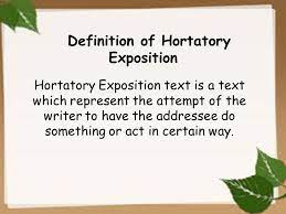 Hortatory exposition is a text which represent the attempt of the writer to have the addressee do something or act in certain way. Hortatory Exposition By Arina Maftuhah Siti Kumaeroh Ppt Download