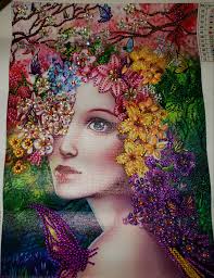 Finished Art Piece with Rhinestones and Shading Effects