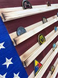 Get your personalized and unqiue custom wooden coin holder now! Amazon Com Medium Rustic American Flag Challenge Coin Display Home Kitchen