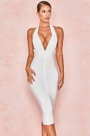 House of cb/ maybel orange bandage cut out dress. White Halter V Neck Bandage Dress Dresses Bandage Dress Fashion