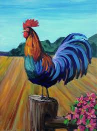 Easy Bird Paintings On Canvas For Beginners How To Paint A Rooster Google Search Rooster Painting Animal Paintings Art Painting