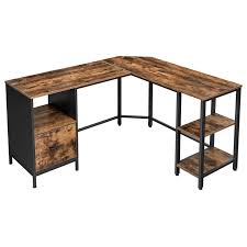 Elegant shape design, matchs home decor and offices. Vasagle Corner Desk L Shaped Computer Desk Office Desk With Cupboard And Hanging File Cabinet 2 Shelves Home Office Space Saving Easy Assembly Industrial Design Rustic Brown And Black Lwd75x Buy Online In Samoa