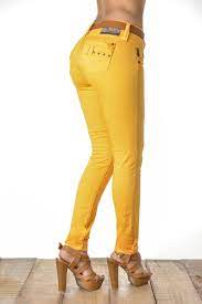 Pantalon En Drill Color Amarillo Pantalon Dama Pantalones Mujer Pantalones