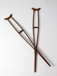 A Pair Of Antique Wood Crutches Beautiful Patina To The Wood Wooden Crutches Condition In Good Condition With Wear Black Sails How To Antique Wood Crutches