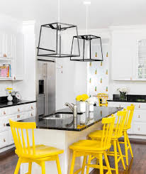 yellow vintage counter stools with