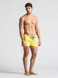 Traje De Bano Amarillo Hombre Short Swimming Trunks Yellow Men Mens Swimwear Swimwear Male Body