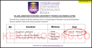 Uitm nyata lebih segar diingati dengan penubuhannya sebagai institut teknologi mara (itm) pada tahun 1967. Jawatan Kosong Universiti Teknologi Mara Uitm