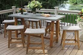 Sitting at the perfect height for kitchen counters, breakfast bars, and pub tables, this set of two 33 high bar stools is a stylish addition to any seating ensemble. Outdoor Interiors 7pc Teak And Wicker Counter Height Dining