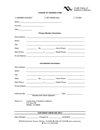 Check spelling or type a new query. Fillable Online Cusocal Change Of Address Form Credit Union Of Southern California Cusocal Fax Email Print Pdffiller