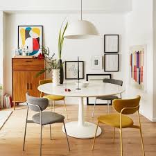 Mid Century Upholstered Dining Chair Wood Legs West Elm Round Marble Dining Table Dining Table Marble Marble Dining