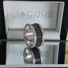 Black And White Diamond Band For Him Jacque Fine Jewellery Ring Rings Wedding Black Diamond Wedding Bands Wedding Ring Bands Beautiful Wedding Rings