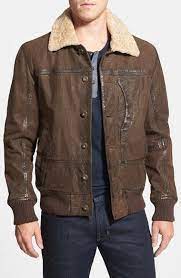 Timberland Tenon Leather Bomber Jacket With Faux Shearling Collar Go For Vintage C Mens Leather Bomber Jacket Leather Jacket Men Brown Leather Bomber Jacket