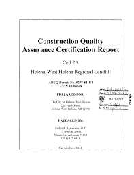 Construction Quality Assurance Certification Report