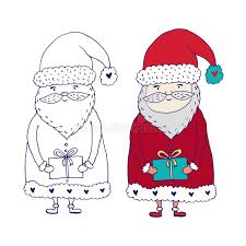 Cats and kittens harmony of colour book forty three: New Year Coloring Book Page For Kids Santa Claus In Outline And Color Christmas Funny Illustration New Year Printable Design Stock Vector Illustration Of Merry Page 164655388