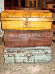 Clearance Sale Vintage Metal Trunk By Hammerandhandimports On Etsy 155 00 Antique Trunk Vintage Suitcases Vintage Trunks