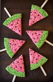 Watermelon Rice Krispie Treats Krispie Treats Recipe Watermelon Day Rice Krispies