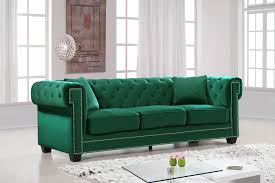 Bowery Green Sofa 614 Meridian Furniture Fabric Sofas In 2020 Sofa Upholstery Green Sofa Living Room Green Sofa