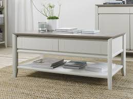 Gold medium round metal coffee table with lift top. Durban Coffee Table With Drawer Grey Washed Oak Soft Grey