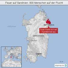 Am dienstag wurde bei einer volksschule in hard ein papiercontainer in brand gesteckt. Feuer Auf Sardinien 800 Menschen Auf Der Flucht Von Morgenpost Landkarte Fur Sardinien
