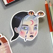 Sci-fi Female Vinyl Sticker, Mythical Fantasy Sticker, Cool Female Sticker,  Rave Girl Sticker, Alien Sticker, Robot Sticker, E-girl Sticker