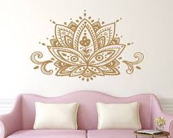 Ornamento De Mandala De La Calcomania De Pared Disenos Lotus Flor Pared Calcomanias Murales India Meditacion Dormitorio Yo Flower Wall Decals Wall Decals Decor