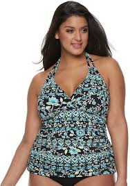 Plus Size Apt 9 Print Ruched Halterkini Top Products In