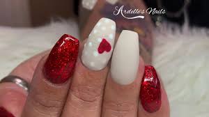 Valentine's day is the obvious holiday to wear cute heart designs. Mia Secret Acrylic Nails Watch Me Work Cute Valentines Nails Youtube