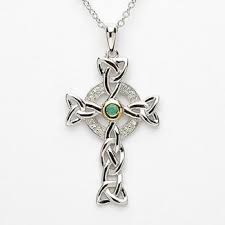 Diamond Emerald Silver Trinity Knot Cross Celtic Cross Jewelry Cross Jewelry Celtic Jewelry