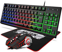 How to turn on the keyboard how. Amazon Com Mftek Rgb 87 Keys Gaming Keyboard And Mouse Combo With Large Mouse Pad Usb Wired Rainbow Backlit Mechanical Feel Keyboard And 4 Color Light Up Gaming Mouse Set For Pc Laptop