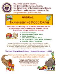 Delaware County Council Office Of Behavioral Health And Magellan Food Drive Flyer Thanksgiving Recipes Food Drive Food Drive Flyer