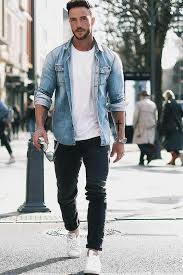Check spelling or type a new query. Casual Look Washed Blue Shirt White Tee Shirt Dark Jeans Model Daniel Fox Cool Summer Outfits Mens Casual Outfits Mens Fashion Suits