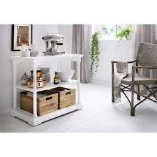 table desserte cuisine blanche bois massif