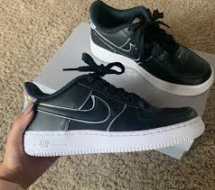 Worn Once Black And Holographic Nike Air Force 1 Size 5 5 Youth About A 7 5 In Women S No Longer Available In Sto Nike Fashion Sneakers Nike Air Force Nike
