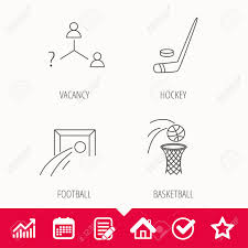 football ice hockey and basketball icons vacancy linear sign