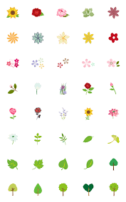 Line絵文字 森林システム 花 草 木 40種類 120円