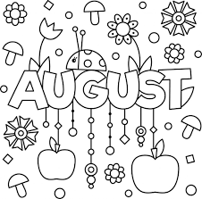 Monthly August Colouring Page Printable Thrifty Mommas Tips Spring Coloring Pages Coloring Pages Bullet Journal Ideas Pages