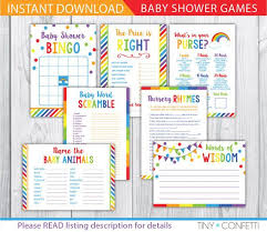 Rainbow Baby Shower Games Colorful Baby Shower Games Girl Boy Gender Neutral Bingo Th Rainbow Baby Shower Rainbow Theme Baby Shower Colorful Baby Showers