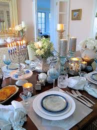 Candlelit Festival Of Lights Hanukkah Table Setting Chanukah Decor Festival Lights Hanukkah Table Setting