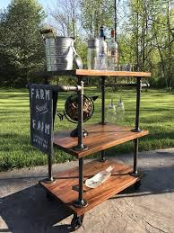 Outdoor bar cart rolling resin wicker bar for pools and patios with drink wells and ice tray. Cast Iron Reclaimed Hardwood Rustic Industrial Metal Bar Cart 36 Bar Carts Serving Carts Home Garden