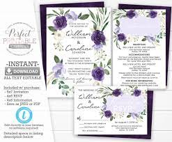 Purple Lavender Wedding Invitation Suite Purple Floral Etsy Peony Wedding Invitations Lavender Wedding Invitations Wedding Invitation Packages